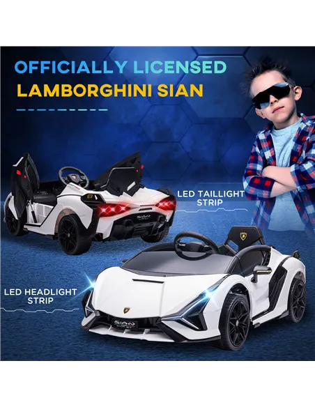 HOMCOM Lamborghini Sian Licensed 12V Kids Electric Ride On Car 2 Motors Toy Car with Remote Control Music Lights MP3 for 3-5 Yea