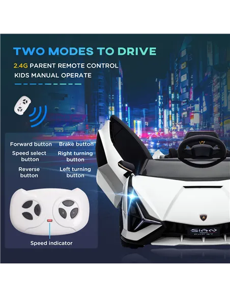 HOMCOM Lamborghini Sian Licensed 12V Kids Electric Ride On Car 2 Motors Toy Car with Remote Control Music Lights MP3 for 3-5 Yea