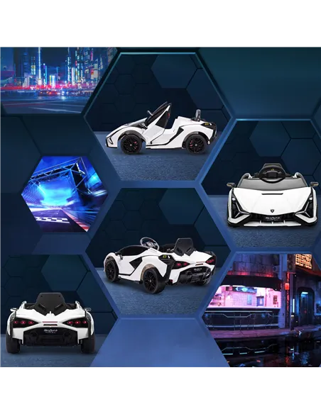 HOMCOM Lamborghini Sian Licensed 12V Kids Electric Ride On Car 2 Motors Toy Car with Remote Control Music Lights MP3 for 3-5 Yea