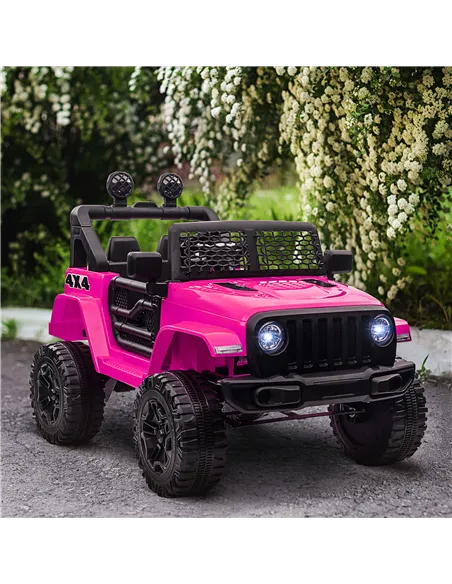 HOMCOM Kids Electric Ride On Car 12V Off Road Toy with Parental Remote Control 2 Motors Horn Lights Suspension Wheels for 3-6 Ye
