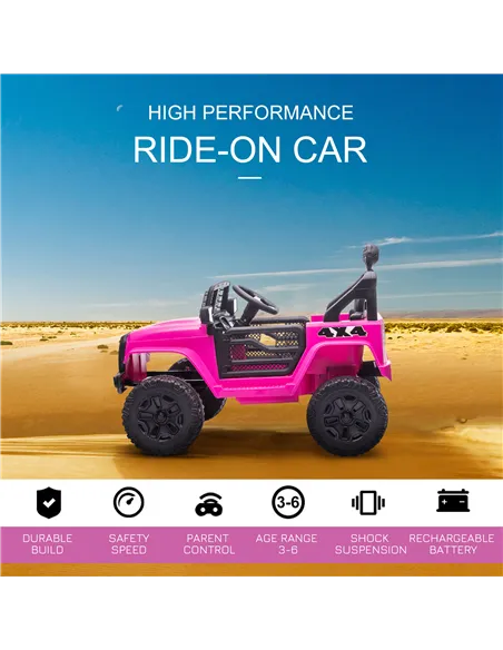 HOMCOM Kids Electric Ride On Car 12V Off Road Toy with Parental Remote Control 2 Motors Horn Lights Suspension Wheels for 3-6 Ye