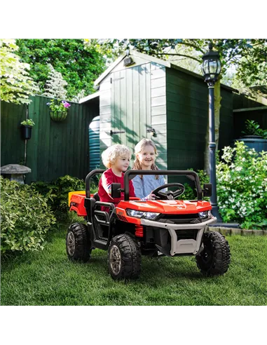 HOMCOM 12V 2 Seater Kids Electric Ride-On Car with Electric Bucket, Remote Control - Red