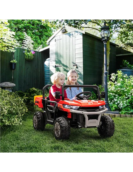 HOMCOM 12V 2 Seater Kids Electric Ride-On Car with Electric Bucket, Remote Control - Red