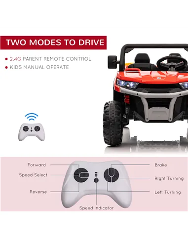 HOMCOM 12V 2 Seater Kids Electric Ride-On Car with Electric Bucket, Remote Control - Red