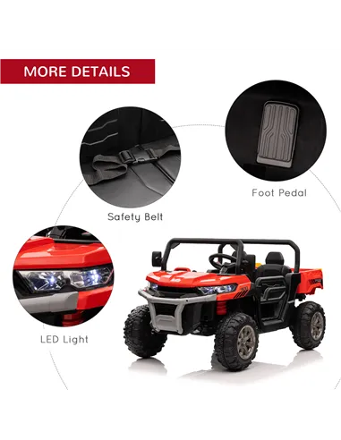 HOMCOM 12V 2 Seater Kids Electric Ride-On Car with Electric Bucket, Remote Control - Red