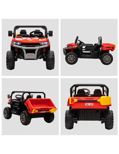 HOMCOM 12V 2 Seater Kids Electric Ride-On Car with Electric Bucket, Remote Control - Red