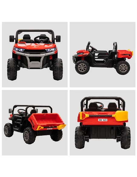 HOMCOM 12V 2 Seater Kids Electric Ride-On Car with Electric Bucket, Remote Control - Red