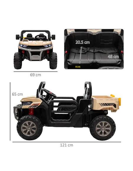 HOMCOM 12V 2 Seater Kids Electric Ride-On Car with Electric Bucket, Remote Control - Yellow
