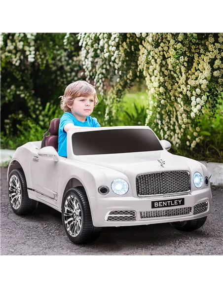 HOMCOM Bentley Mulsanne Licensed Kids Electric Ride-On Car, with Remote Control. LED lights, Music - White