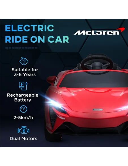 HOMCOM McLaren Licensed Kids Electric Ride-On Car, with Remote Control - Red