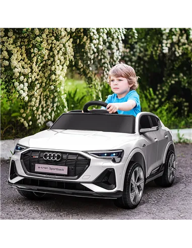 HOMCOM 12V Kids Electric Ride-On Car, with Remote Control, Lights, Music, Horn - White