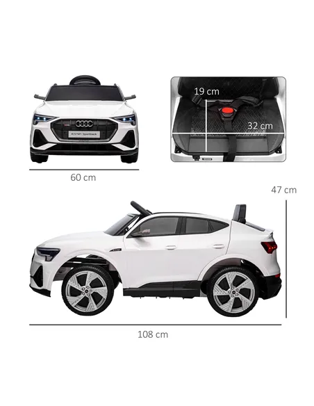 HOMCOM 12V Kids Electric Ride-On Car, with Remote Control, Lights, Music, Horn - White