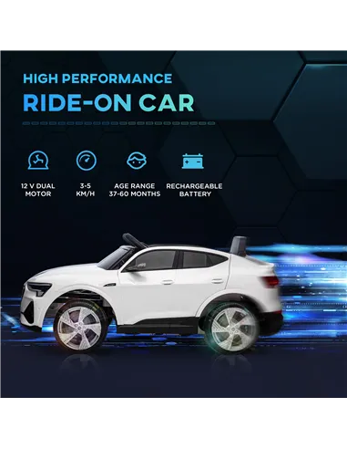 HOMCOM 12V Kids Electric Ride-On Car, with Remote Control, Lights, Music, Horn - White