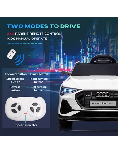 HOMCOM 12V Kids Electric Ride-On Car, with Remote Control, Lights, Music, Horn - White