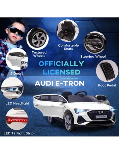 HOMCOM 12V Kids Electric Ride-On Car, with Remote Control, Lights, Music, Horn - White