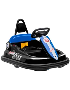 HOMCOM 6V Electric Kids Bumper Car, 6V Spin Waltz Car, with Music, Horn, Lights - Black