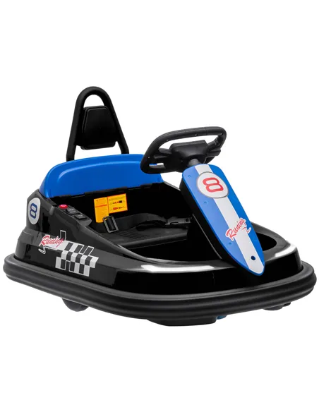 HOMCOM 6V Electric Kids Bumper Car, 6V Spin Waltz Car, with Music, Horn, Lights - Black