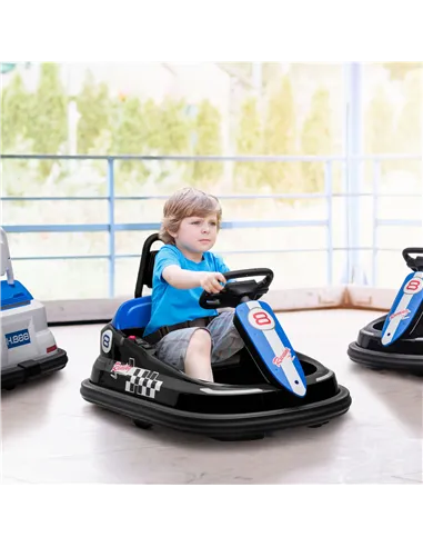 HOMCOM 6V Electric Kids Bumper Car, 6V Spin Waltz Car, with Music, Horn, Lights - Black