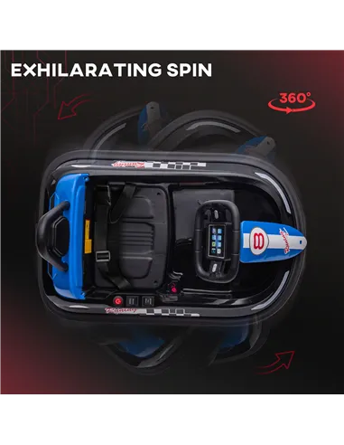 HOMCOM 6V Electric Kids Bumper Car, 6V Spin Waltz Car, with Music, Horn, Lights - Black