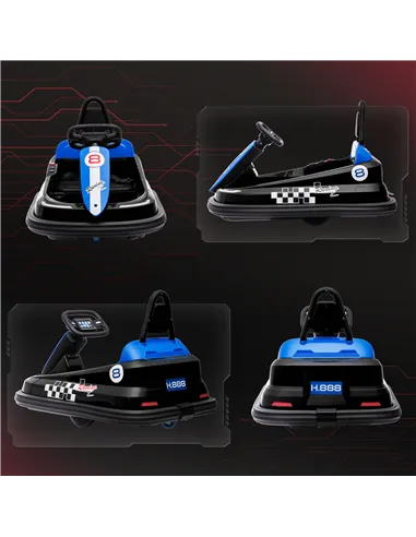 HOMCOM 6V Electric Kids Bumper Car, 6V Spin Waltz Car, with Music, Horn, Lights - Black