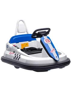 HOMCOM 6V Electric Kids Bumper Car, 6V Spin Waltz Car, with Music, Horn, Lights - White
