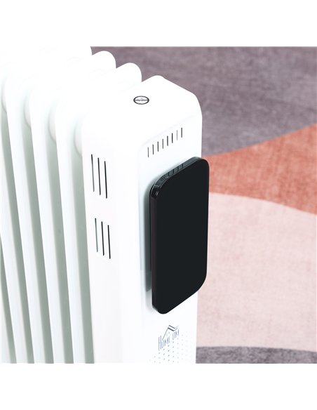 HOMCOM 2500W Oil Filled Radiator, 11 Fin Portable Electric Heater with LED Display, 24H Timer, 3 Heat Settings, Adjustable Therm