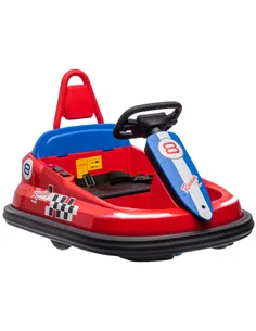 HOMCOM 6V Electric Kids Bumper Car, 6V Spin Waltz Car, with Music, Horn, Lights - Red