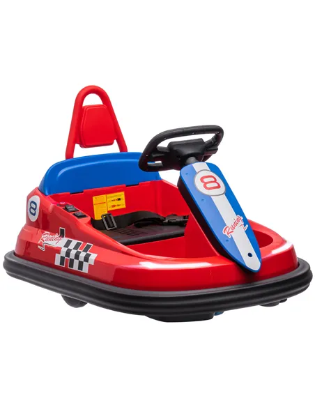 HOMCOM 6V Electric Kids Bumper Car, 6V Spin Waltz Car, with Music, Horn, Lights - Red