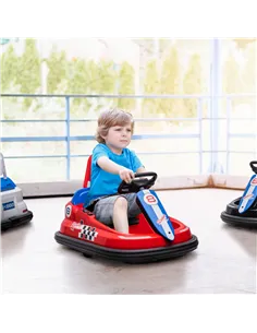 HOMCOM 6V Electric Kids Bumper Car, 6V Spin Waltz Car, with Music, Horn, Lights - Red 2