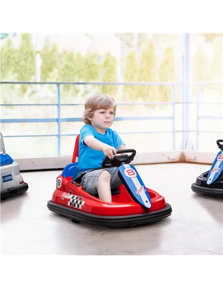 HOMCOM 6V Electric Kids Bumper Car, 6V Spin Waltz Car, with Music, Horn, Lights - Red