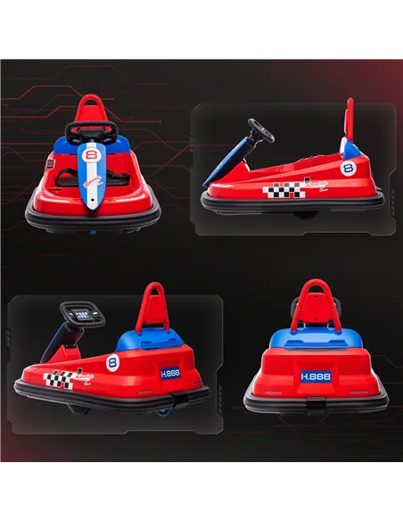 HOMCOM 6V Electric Kids Bumper Car, 6V Spin Waltz Car, with Music, Horn, Lights - Red
