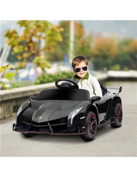 HOMCOM Lamborghini Veneno Licensed Electric Ride-On Car, with Remote, Music, Horn - Black