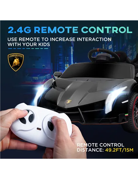 HOMCOM Lamborghini Veneno Licensed Electric Ride-On Car, with Remote, Music, Horn - Black