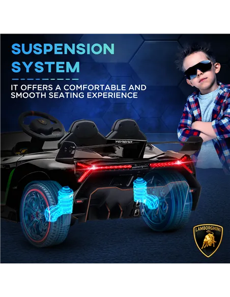 HOMCOM Lamborghini Veneno Licensed Electric Ride-On Car, with Remote, Music, Horn - Black