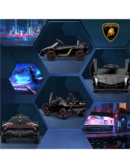 HOMCOM Lamborghini Veneno Licensed Electric Ride-On Car, with Remote, Music, Horn - Black