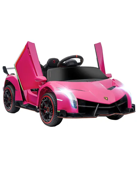 HOMCOM Lamborghini Veneno Licensed Electric Ride-On Car, with Remote, Music, Horn - Pink