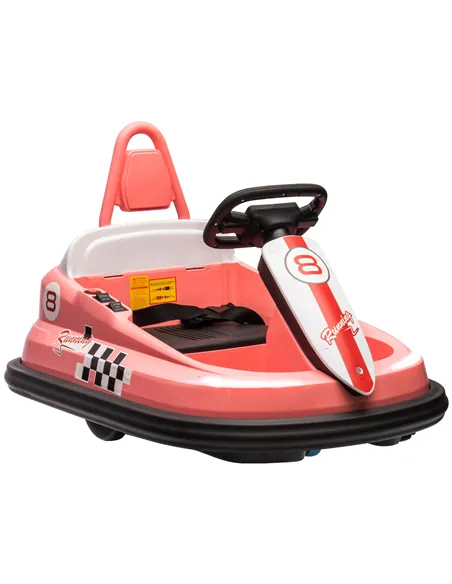 HOMCOM 6V Electric Kids Bumper Car, 6V Spin Waltz Car, with Music, Horn, Lights - Pink
