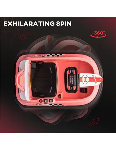 HOMCOM 6V Electric Kids Bumper Car, 6V Spin Waltz Car, with Music, Horn, Lights - Pink
