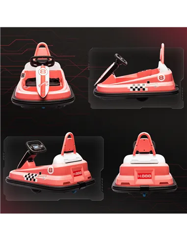 HOMCOM 6V Electric Kids Bumper Car, 6V Spin Waltz Car, with Music, Horn, Lights - Pink