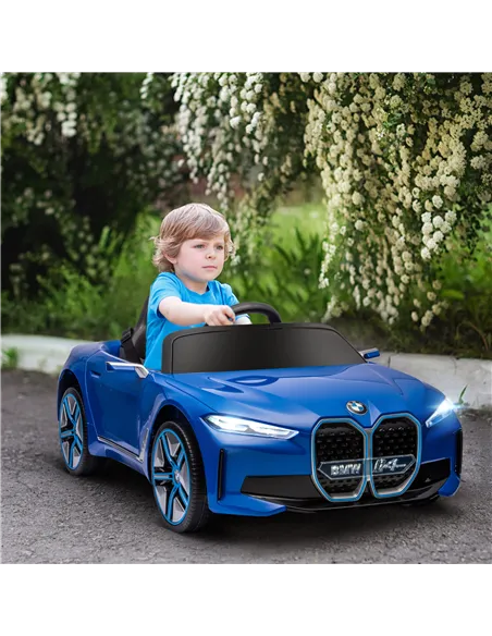HOMCOM BMW i4 Licensed 12V Kids Electric Ride-On Car, Blue