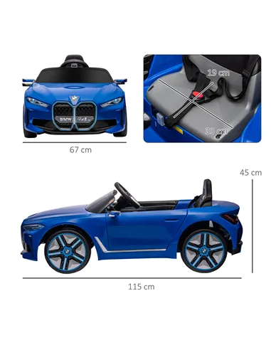 HOMCOM BMW i4 Licensed 12V Kids Electric Ride-On Car, Blue