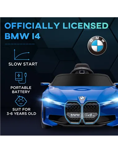 HOMCOM BMW i4 Licensed 12V Kids Electric Ride-On Car, Blue