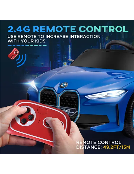 HOMCOM BMW i4 Licensed 12V Kids Electric Ride-On Car, Blue