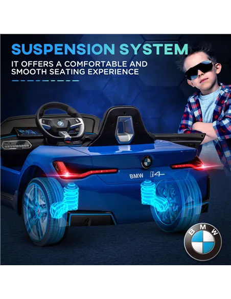 HOMCOM BMW i4 Licensed 12V Kids Electric Ride-On Car, Blue