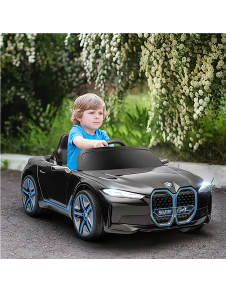 HOMCOM BMW i4 Licensed 12V Kids Electric Ride-On Car, with Remote Control, Portable Battery, Music, Horn, Headlights - Black