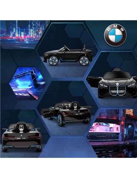 HOMCOM BMW i4 Licensed 12V Kids Electric Ride-On Car, with Remote Control, Portable Battery, Music, Horn, Headlights - Black