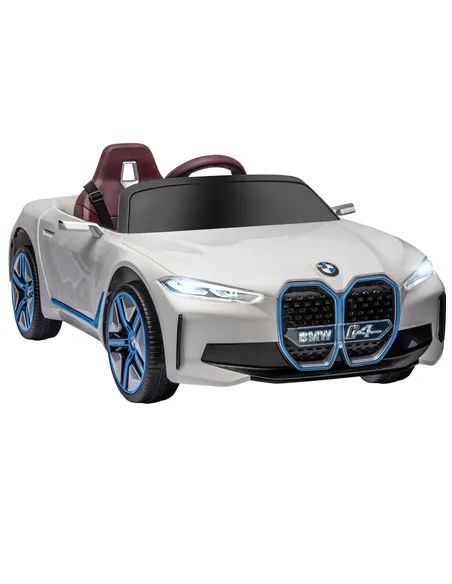 HOMCOM BMW i4 Licensed 12V Kids Electric Ride-On Car, White, Red and Light Blue