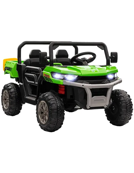 HOMCOM 12V 2 Seater Kids Electric Ride-On Car with Electric Bucket, Remote Control - Green