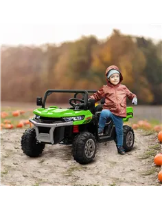 HOMCOM 12V 2 Seater Kids Electric Ride-On Car with Electric Bucket, Remote Control - Green 2