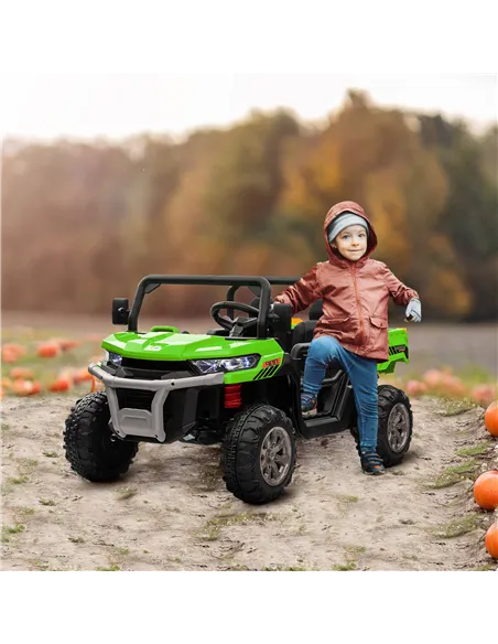 HOMCOM 12V 2 Seater Kids Electric Ride-On Car with Electric Bucket, Remote Control - Green